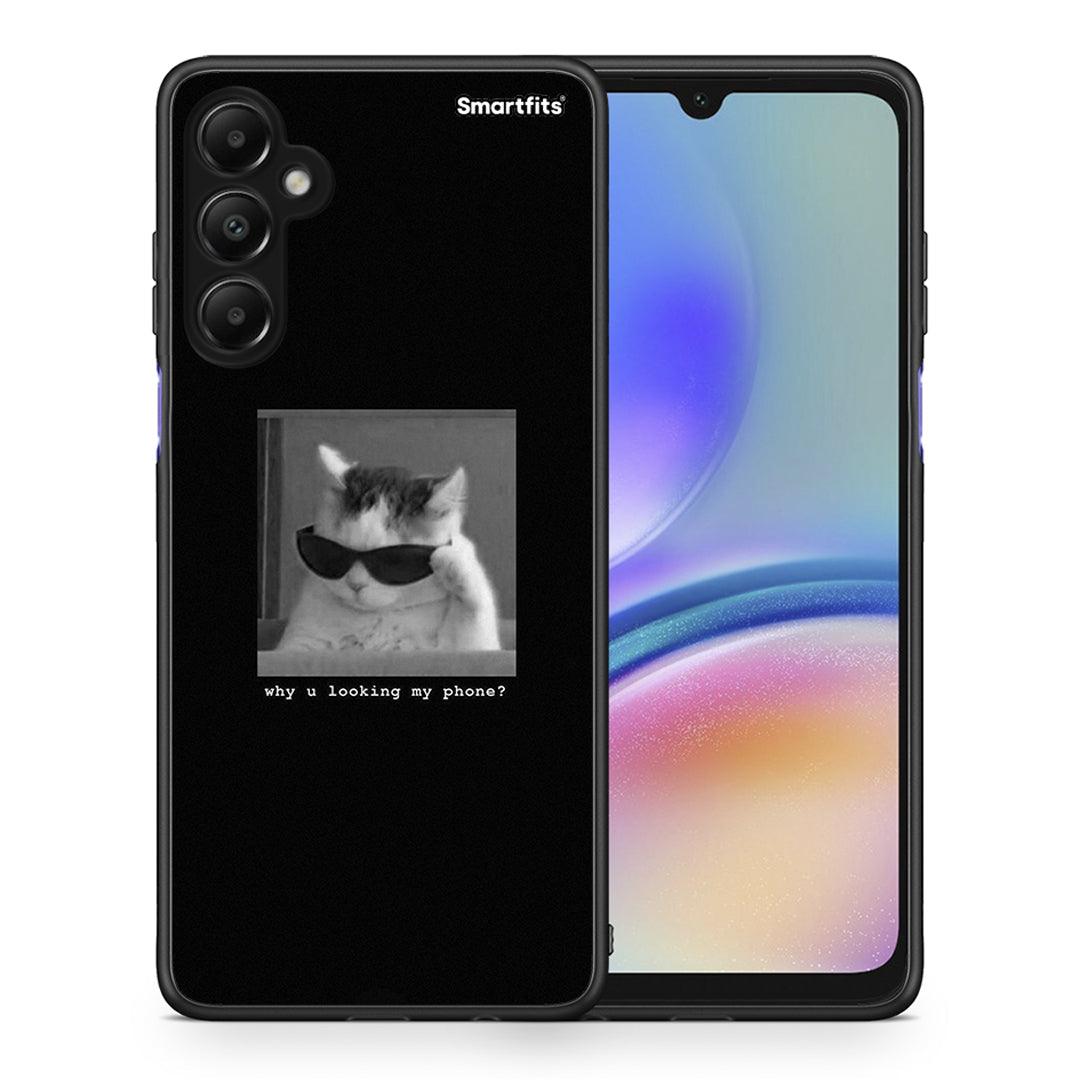 Θήκη Samsung Galaxy A05s Meme Cat από τη Smartfits με σχέδιο στο πίσω μέρος και μαύρο περίβλημα | Samsung Galaxy A05s Meme Cat case with colorful back and black bezels