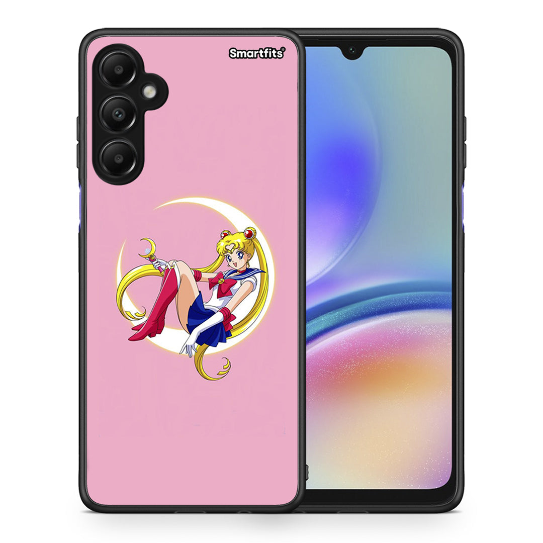 Θήκη Samsung Galaxy A05s Moon Girl από τη Smartfits με σχέδιο στο πίσω μέρος και μαύρο περίβλημα | Samsung Galaxy A05s Moon Girl case with colorful back and black bezels