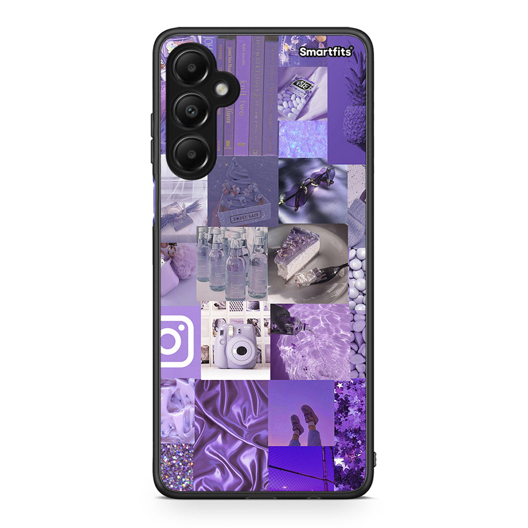 Samsung Galaxy A05s Purple Aesthetic Collage θήκη από τη Smartfits με σχέδιο στο πίσω μέρος και μαύρο περίβλημα | Smartphone case with colorful back and black bezels by Smartfits