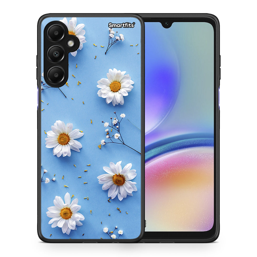 Θήκη Samsung Galaxy A05s Real Daisies από τη Smartfits με σχέδιο στο πίσω μέρος και μαύρο περίβλημα | Samsung Galaxy A05s Real Daisies case with colorful back and black bezels