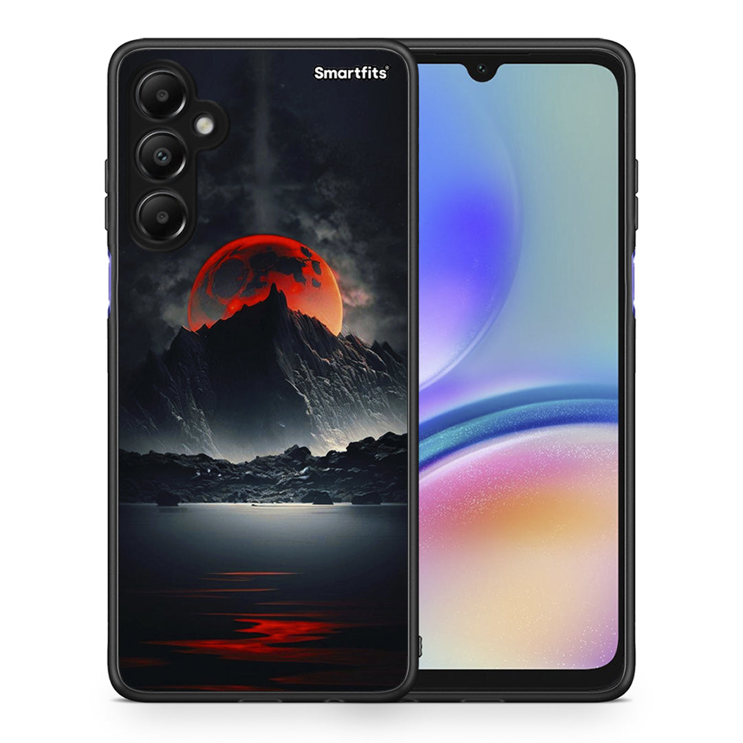 Θήκη Samsung Galaxy A05s Red Full Moon από τη Smartfits με σχέδιο στο πίσω μέρος και μαύρο περίβλημα | Samsung Galaxy A05s Red Full Moon case with colorful back and black bezels