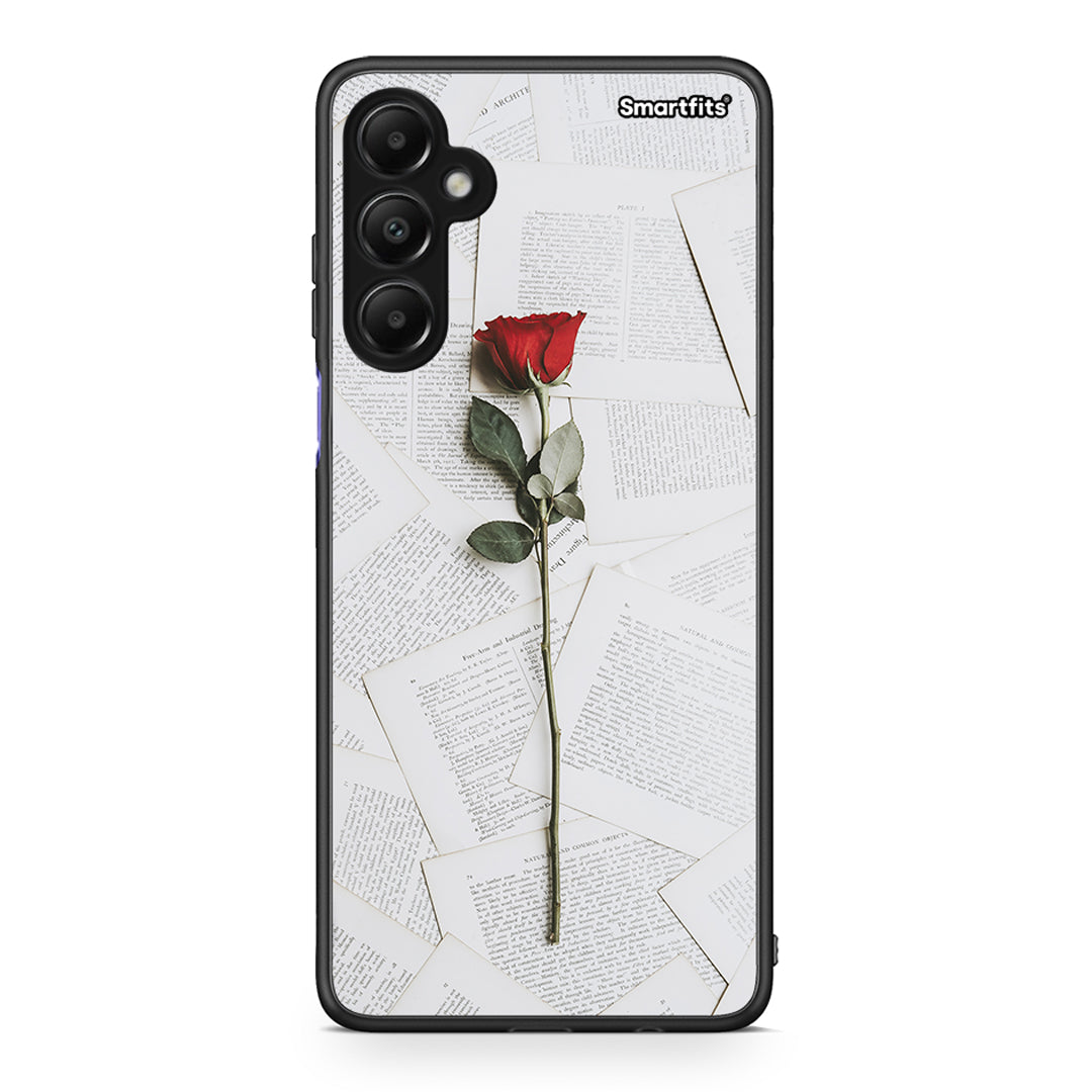 Samsung Galaxy A05s Red Rose θήκη από τη Smartfits με σχέδιο στο πίσω μέρος και μαύρο περίβλημα | Smartphone case with colorful back and black bezels by Smartfits