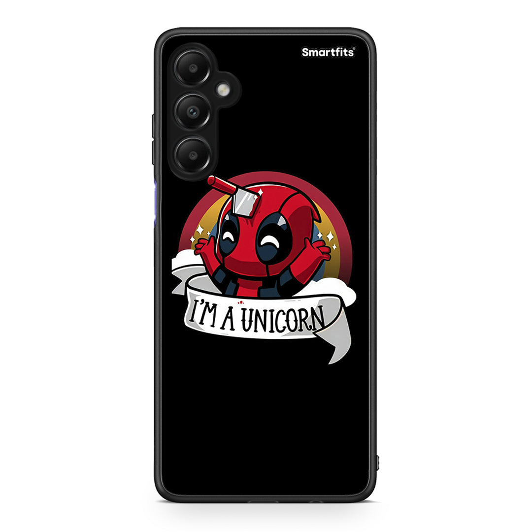 Samsung Galaxy A05s Unicorn Deadpool θήκη από τη Smartfits με σχέδιο στο πίσω μέρος και μαύρο περίβλημα | Smartphone case with colorful back and black bezels by Smartfits