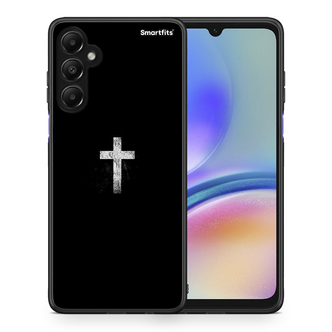 Θήκη Samsung Galaxy A05s White Cross από τη Smartfits με σχέδιο στο πίσω μέρος και μαύρο περίβλημα | Samsung Galaxy A05s White Cross case with colorful back and black bezels