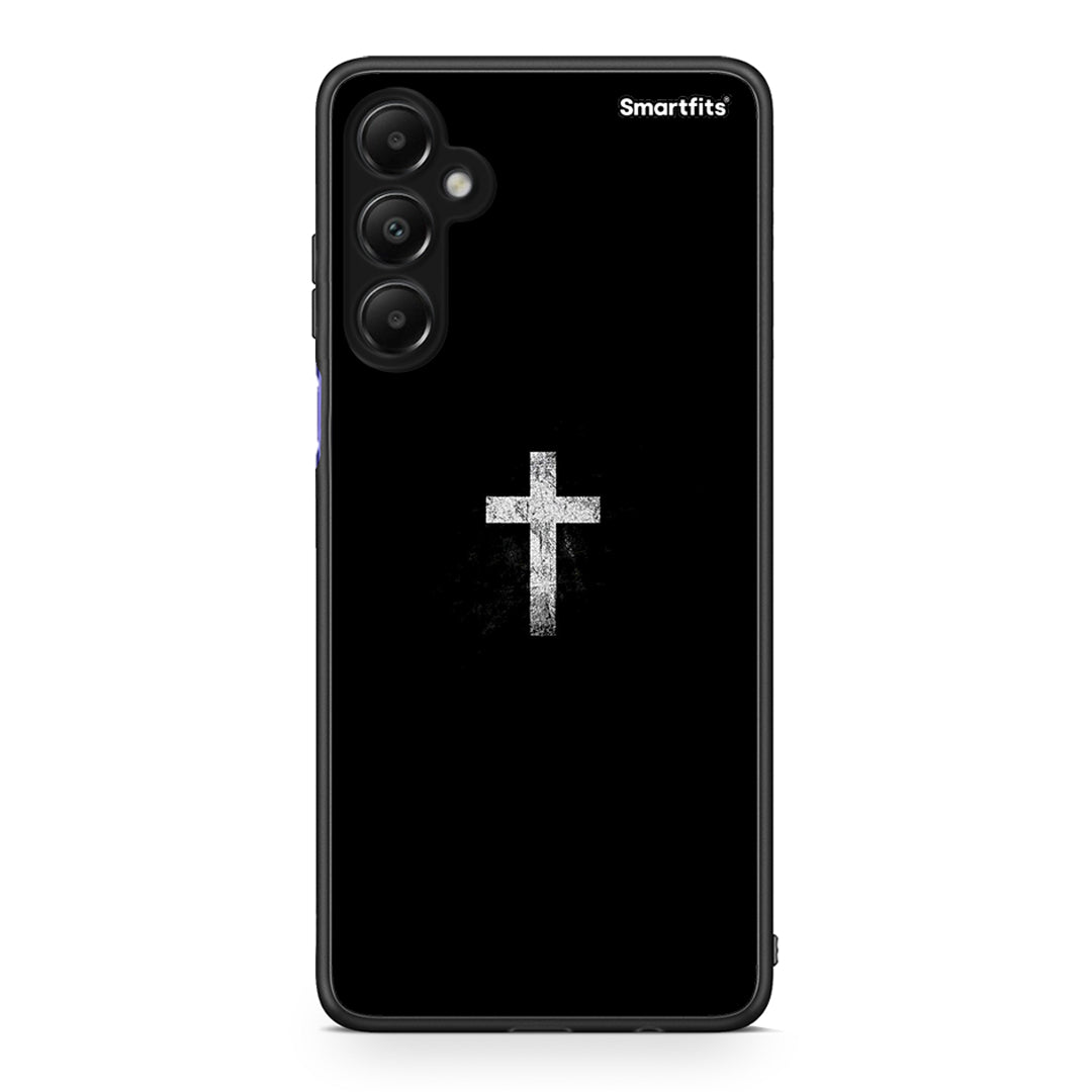 Samsung Galaxy A05s White Cross θήκη από τη Smartfits με σχέδιο στο πίσω μέρος και μαύρο περίβλημα | Smartphone case with colorful back and black bezels by Smartfits