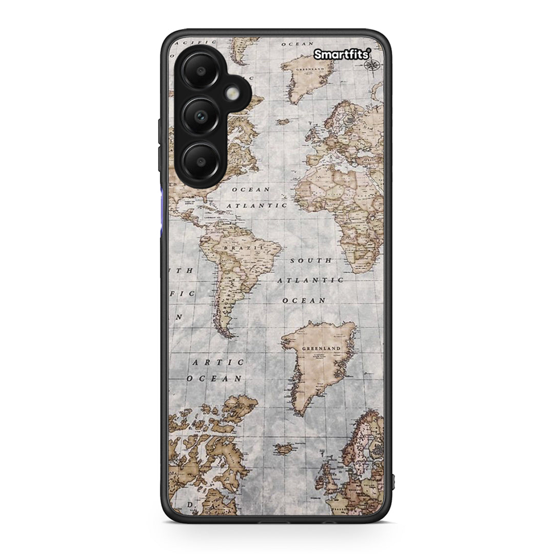 Samsung Galaxy A05s World Map Θήκη από τη Smartfits με σχέδιο στο πίσω μέρος και μαύρο περίβλημα | Smartphone case with colorful back and black bezels by Smartfits