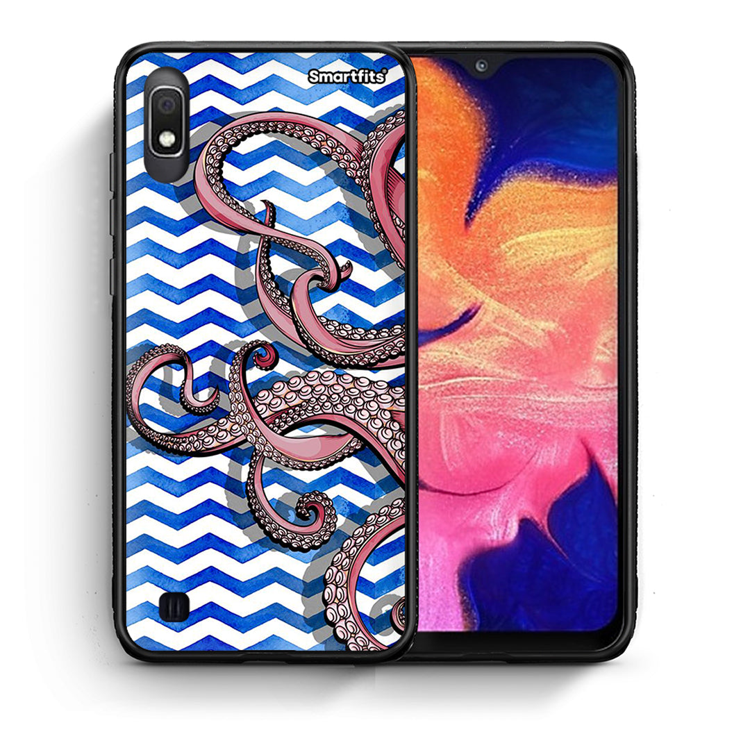 Θήκη Samsung A10 Chevron Devilfish από τη Smartfits με σχέδιο στο πίσω μέρος και μαύρο περίβλημα | Samsung A10 Chevron Devilfish case with colorful back and black bezels