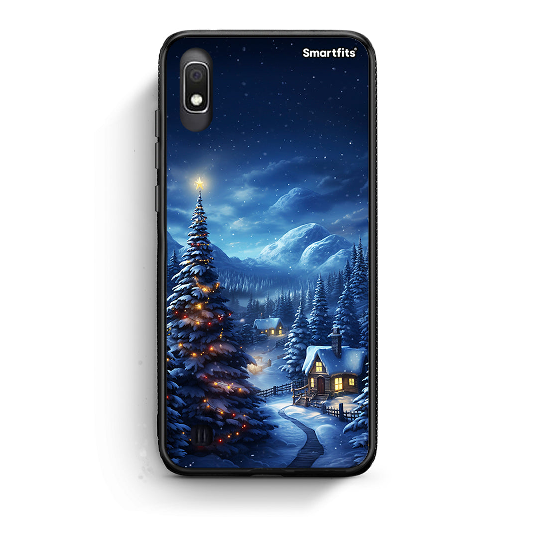 Samsung A10 Christmas Scenery θήκη από τη Smartfits με σχέδιο στο πίσω μέρος και μαύρο περίβλημα | Smartphone case with colorful back and black bezels by Smartfits