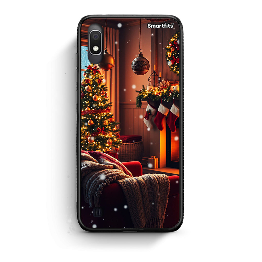 Samsung A10 Home For Christmas θήκη από τη Smartfits με σχέδιο στο πίσω μέρος και μαύρο περίβλημα | Smartphone case with colorful back and black bezels by Smartfits