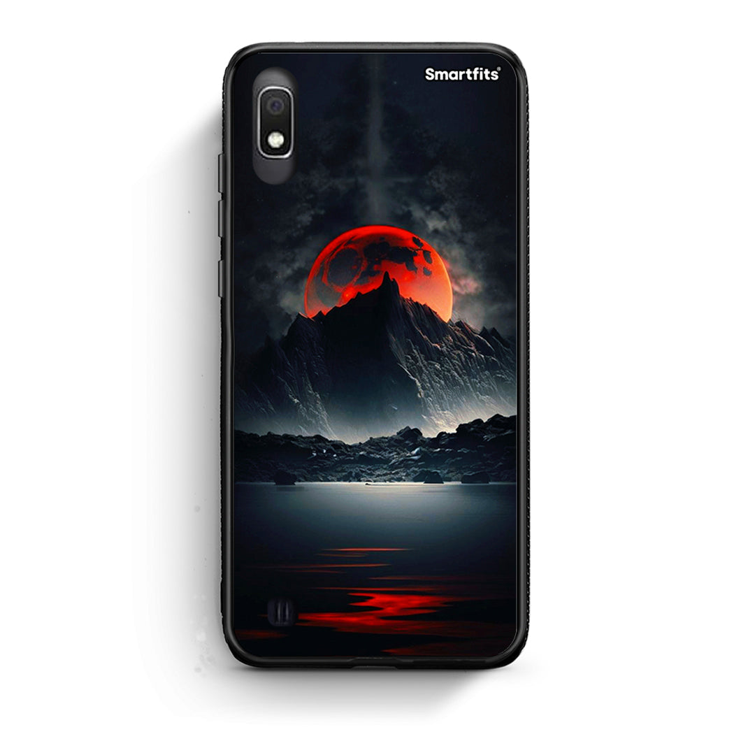 Samsung A10 Red Full Moon θήκη από τη Smartfits με σχέδιο στο πίσω μέρος και μαύρο περίβλημα | Smartphone case with colorful back and black bezels by Smartfits