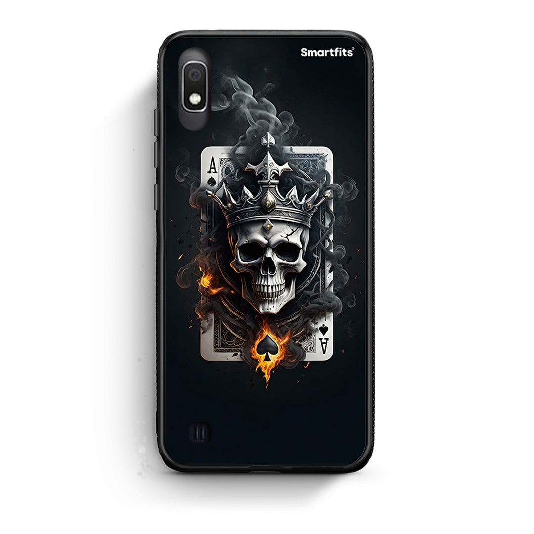 Samsung A10 Skull King Ace θήκη από τη Smartfits με σχέδιο στο πίσω μέρος και μαύρο περίβλημα | Smartphone case with colorful back and black bezels by Smartfits