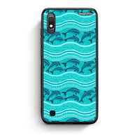 Thumbnail for Samsung A10 Swimming Dolphins θήκη από τη Smartfits με σχέδιο στο πίσω μέρος και μαύρο περίβλημα | Smartphone case with colorful back and black bezels by Smartfits