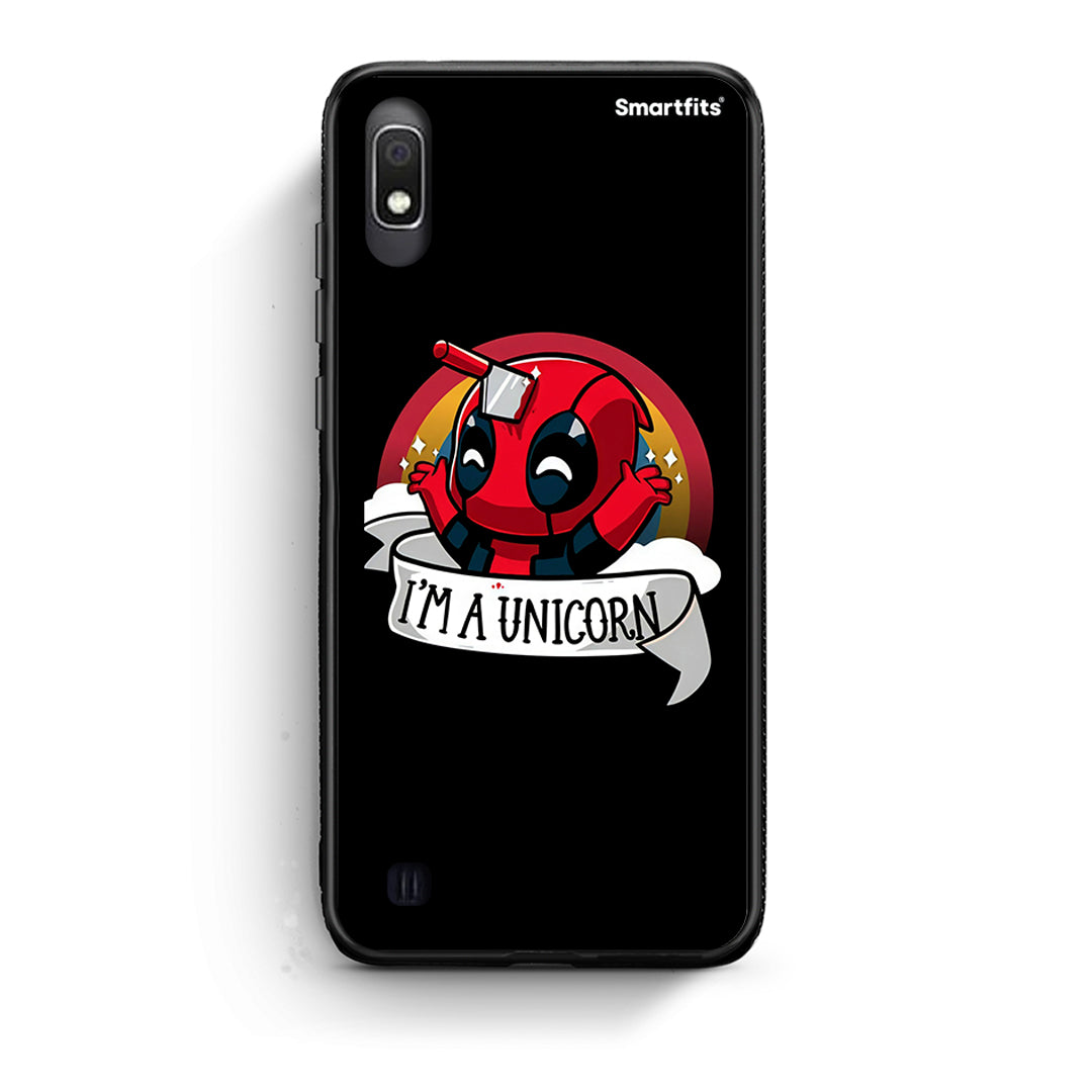 Samsung A10 Unicorn Deadpool θήκη από τη Smartfits με σχέδιο στο πίσω μέρος και μαύρο περίβλημα | Smartphone case with colorful back and black bezels by Smartfits