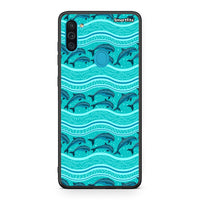 Thumbnail for Samsung A11/M11 Swimming Dolphins θήκη από τη Smartfits με σχέδιο στο πίσω μέρος και μαύρο περίβλημα | Smartphone case with colorful back and black bezels by Smartfits