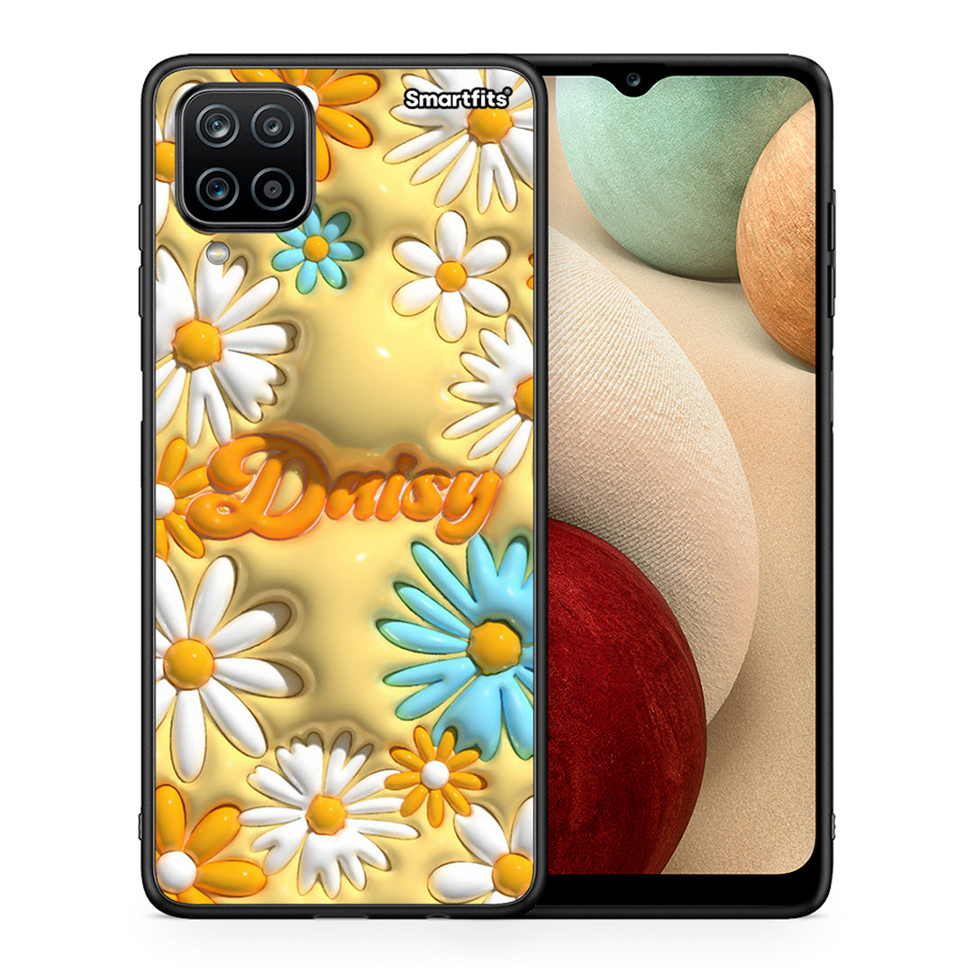 Θήκη Samsung A12 Bubble Daisies από τη Smartfits με σχέδιο στο πίσω μέρος και μαύρο περίβλημα | Samsung A12 Bubble Daisies case with colorful back and black bezels