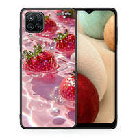 Thumbnail for Θήκη Samsung A12 Juicy Strawberries από τη Smartfits με σχέδιο στο πίσω μέρος και μαύρο περίβλημα | Samsung A12 Juicy Strawberries case with colorful back and black bezels