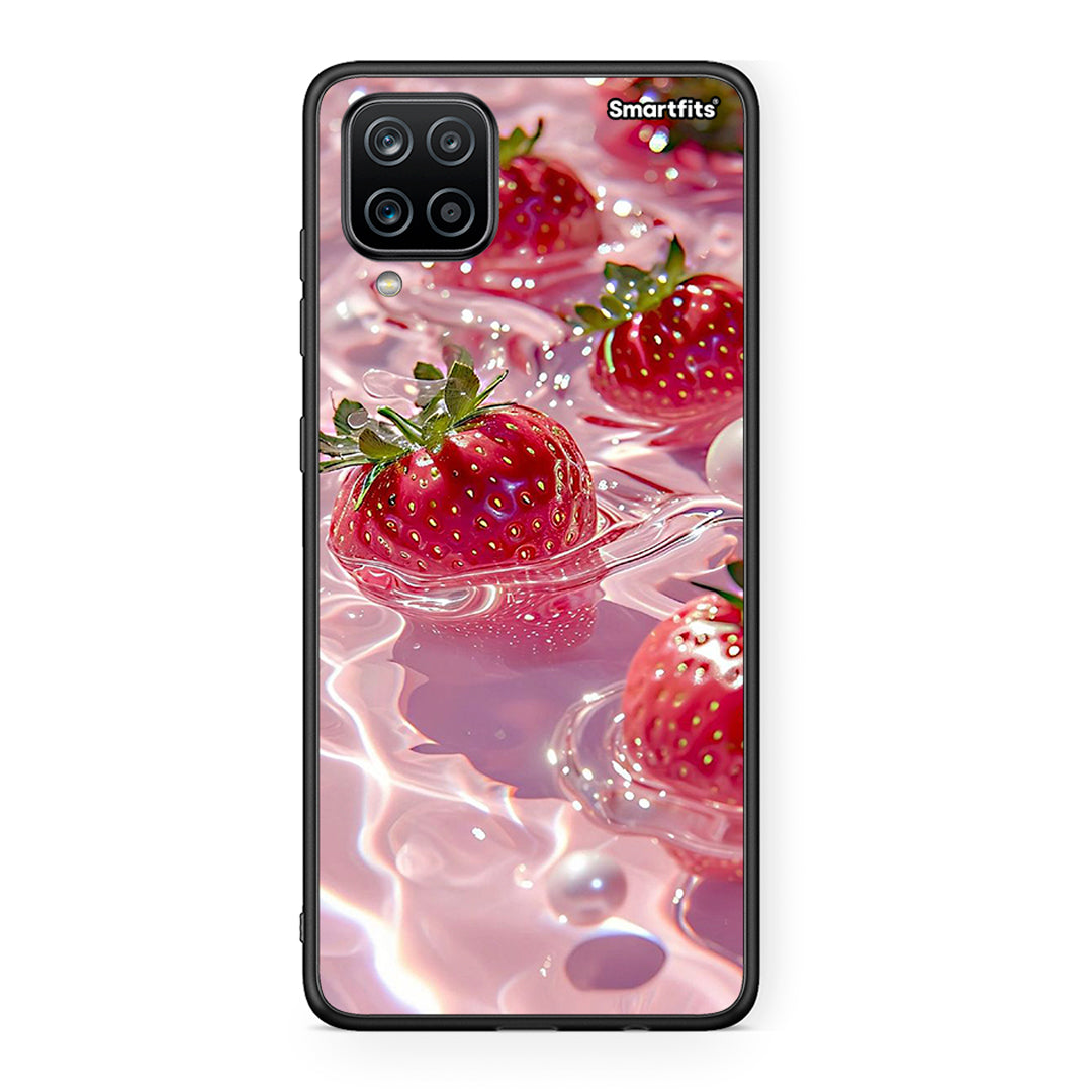 Samsung A12 Juicy Strawberries θήκη από τη Smartfits με σχέδιο στο πίσω μέρος και μαύρο περίβλημα | Smartphone case with colorful back and black bezels by Smartfits