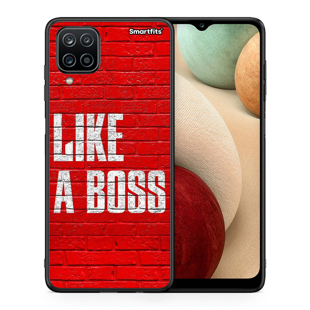 Θήκη Samsung A12 Like A Boss από τη Smartfits με σχέδιο στο πίσω μέρος και μαύρο περίβλημα | Samsung A12 Like A Boss case with colorful back and black bezels