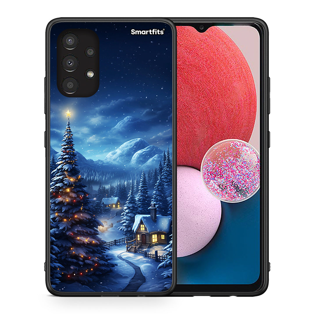 Θήκη Samsung A13 4G Christmas Scenery από τη Smartfits με σχέδιο στο πίσω μέρος και μαύρο περίβλημα | Samsung A13 4G Christmas Scenery case with colorful back and black bezels