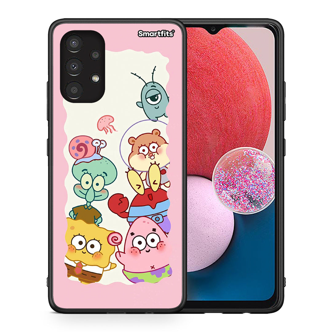 Θήκη Samsung A13 4G Cute Companion από τη Smartfits με σχέδιο στο πίσω μέρος και μαύρο περίβλημα | Samsung A13 4G Cute Companion case with colorful back and black bezels