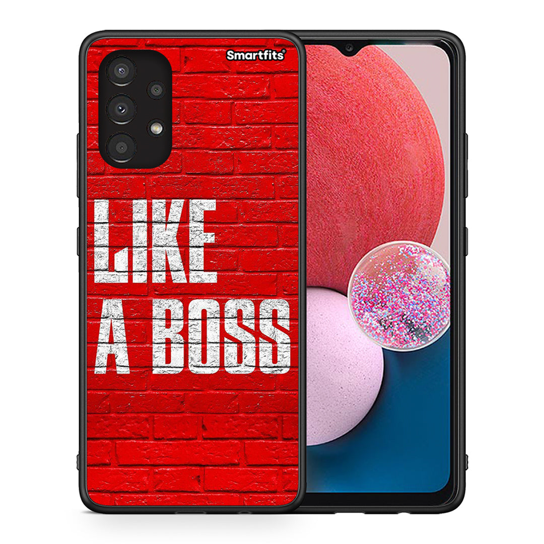 Θήκη Samsung A13 4G Like A Boss από τη Smartfits με σχέδιο στο πίσω μέρος και μαύρο περίβλημα | Samsung A13 4G Like A Boss case with colorful back and black bezels