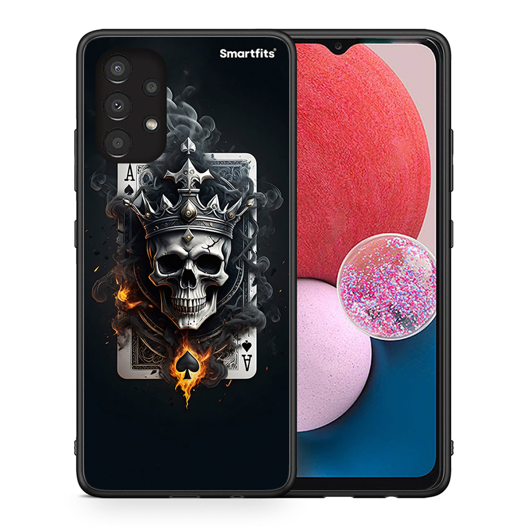 Θήκη Samsung A13 4G Skull King Ace από τη Smartfits με σχέδιο στο πίσω μέρος και μαύρο περίβλημα | Samsung A13 4G Skull King Ace case with colorful back and black bezels