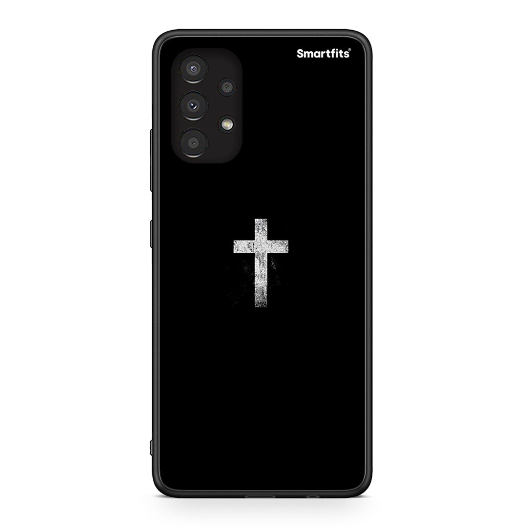 Samsung A13 4G White Cross θήκη από τη Smartfits με σχέδιο στο πίσω μέρος και μαύρο περίβλημα | Smartphone case with colorful back and black bezels by Smartfits