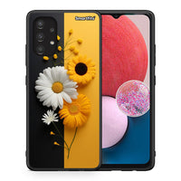 Thumbnail for Θήκη Samsung A13 4G Yellow Daisies από τη Smartfits με σχέδιο στο πίσω μέρος και μαύρο περίβλημα | Samsung A13 4G Yellow Daisies case with colorful back and black bezels