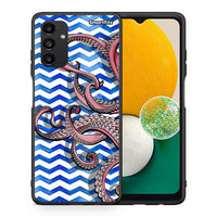 Thumbnail for Θήκη Samsung A13 5G Chevron Devilfish από τη Smartfits με σχέδιο στο πίσω μέρος και μαύρο περίβλημα | Samsung A13 5G Chevron Devilfish case with colorful back and black bezels