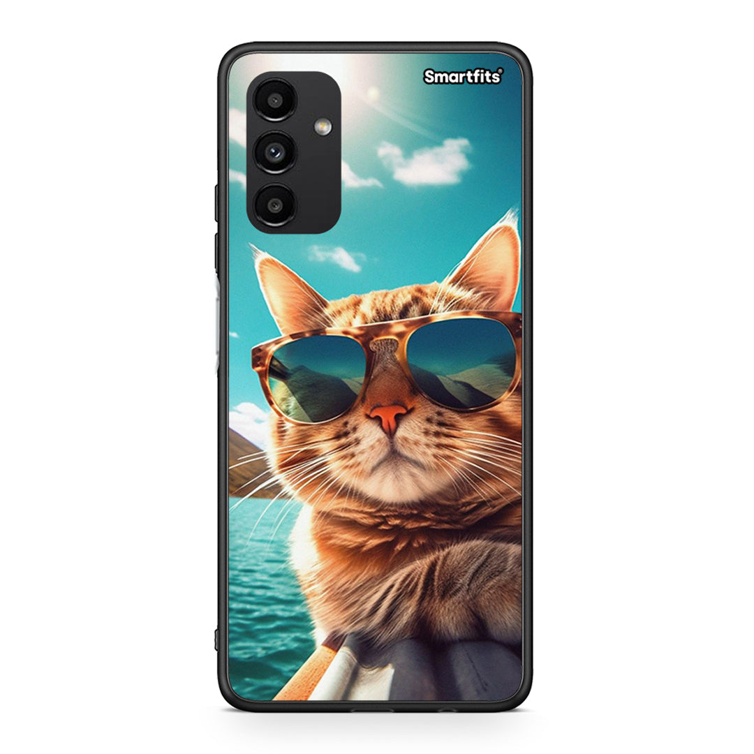 Samsung A13 5G Summer Cat θήκη από τη Smartfits με σχέδιο στο πίσω μέρος και μαύρο περίβλημα | Smartphone case with colorful back and black bezels by Smartfits