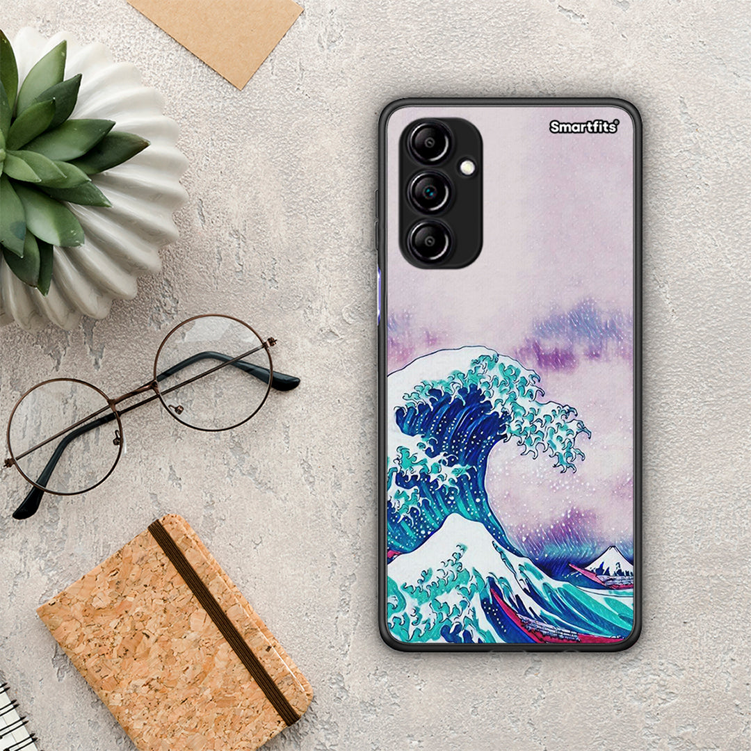 Θήκη Samsung Galaxy A14 / A14 5G Blue Waves από τη Smartfits με σχέδιο στο πίσω μέρος και μαύρο περίβλημα | Samsung Galaxy A14 / A14 5G Blue Waves Case with Colorful Back and Black Bezels