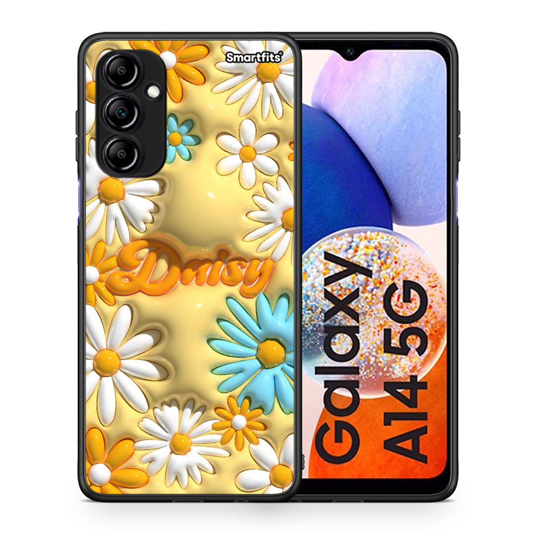 Θήκη Samsung Galaxy A14 / A14 5G Bubble Daisies από τη Smartfits με σχέδιο στο πίσω μέρος και μαύρο περίβλημα | Samsung Galaxy A14 / A14 5G Bubble Daisies Case with Colorful Back and Black Bezels