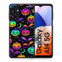 Thumbnail for Θήκη Samsung Galaxy A14 / A14 5G Neon Halloween από τη Smartfits με σχέδιο στο πίσω μέρος και μαύρο περίβλημα | Samsung Galaxy A14 / A14 5G Neon Halloween Case with Colorful Back and Black Bezels