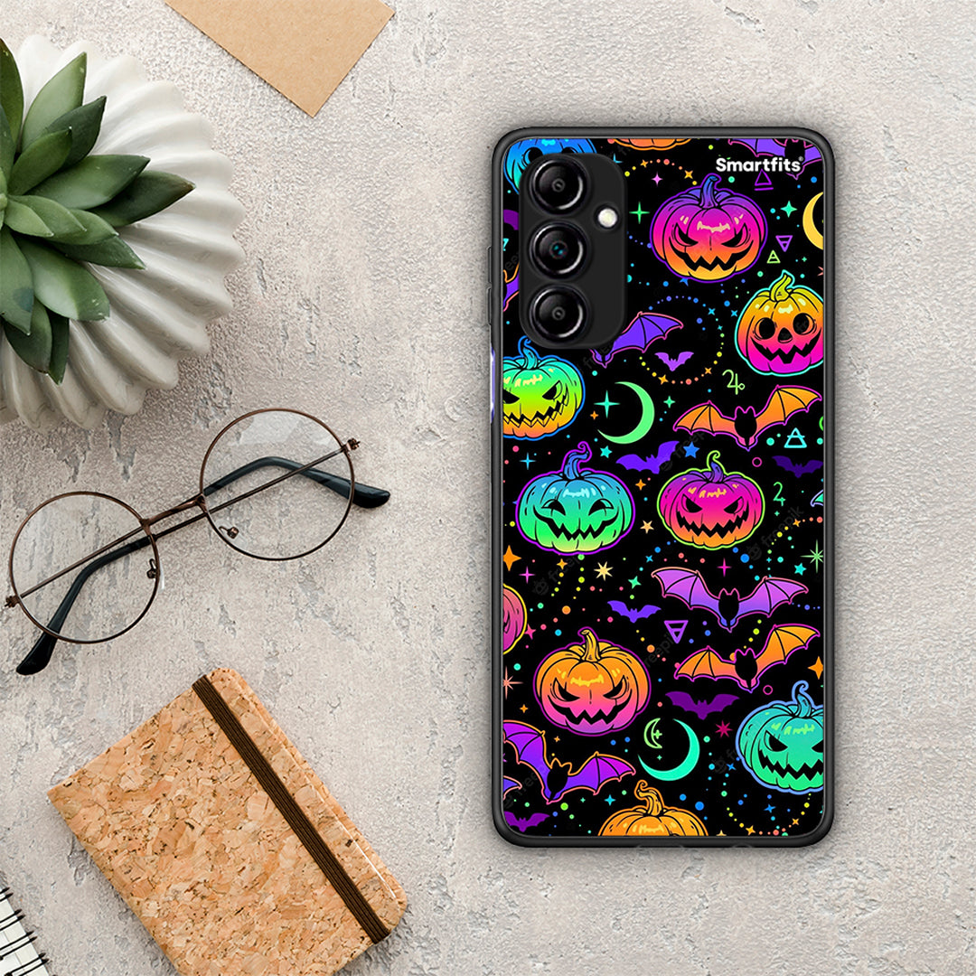 Θήκη Samsung Galaxy A14 / A14 5G Neon Halloween από τη Smartfits με σχέδιο στο πίσω μέρος και μαύρο περίβλημα | Samsung Galaxy A14 / A14 5G Neon Halloween Case with Colorful Back and Black Bezels