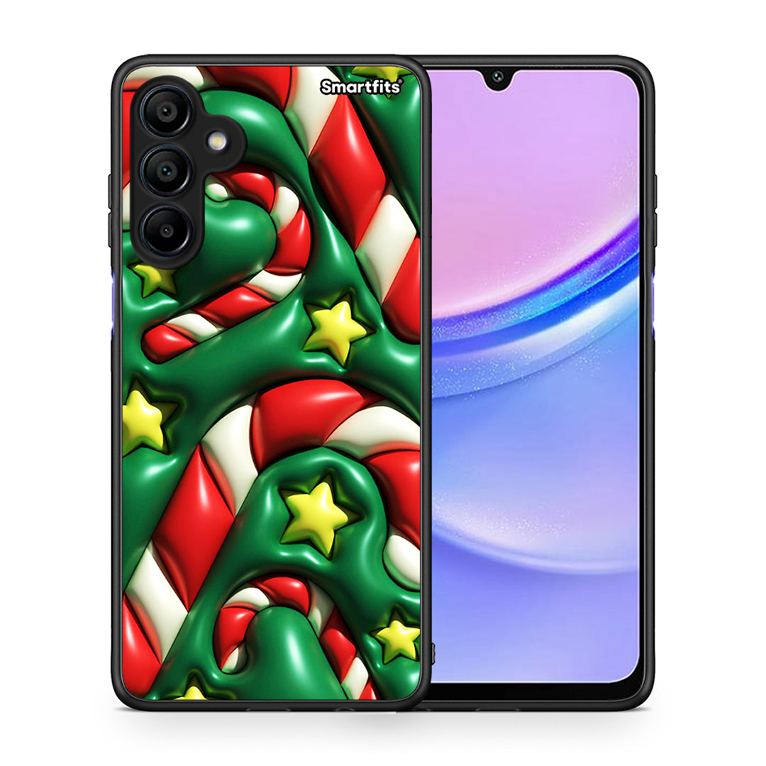 Θήκη Samsung Galaxy A15 4G Christmas Bubbles από τη Smartfits με σχέδιο στο πίσω μέρος και μαύρο περίβλημα | Samsung Galaxy A15 4G Christmas Bubbles case with colorful back and black bezels