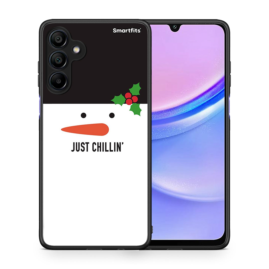 Θήκη Samsung Galaxy A15 4G Christmas Chillin από τη Smartfits με σχέδιο στο πίσω μέρος και μαύρο περίβλημα | Samsung Galaxy A15 4G Christmas Chillin case with colorful back and black bezels