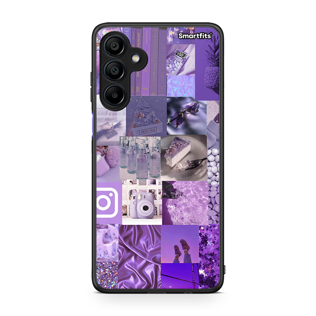 Samsung Galaxy A15 4G Purple Aesthetic Collage θήκη από τη Smartfits με σχέδιο στο πίσω μέρος και μαύρο περίβλημα | Smartphone case with colorful back and black bezels by Smartfits