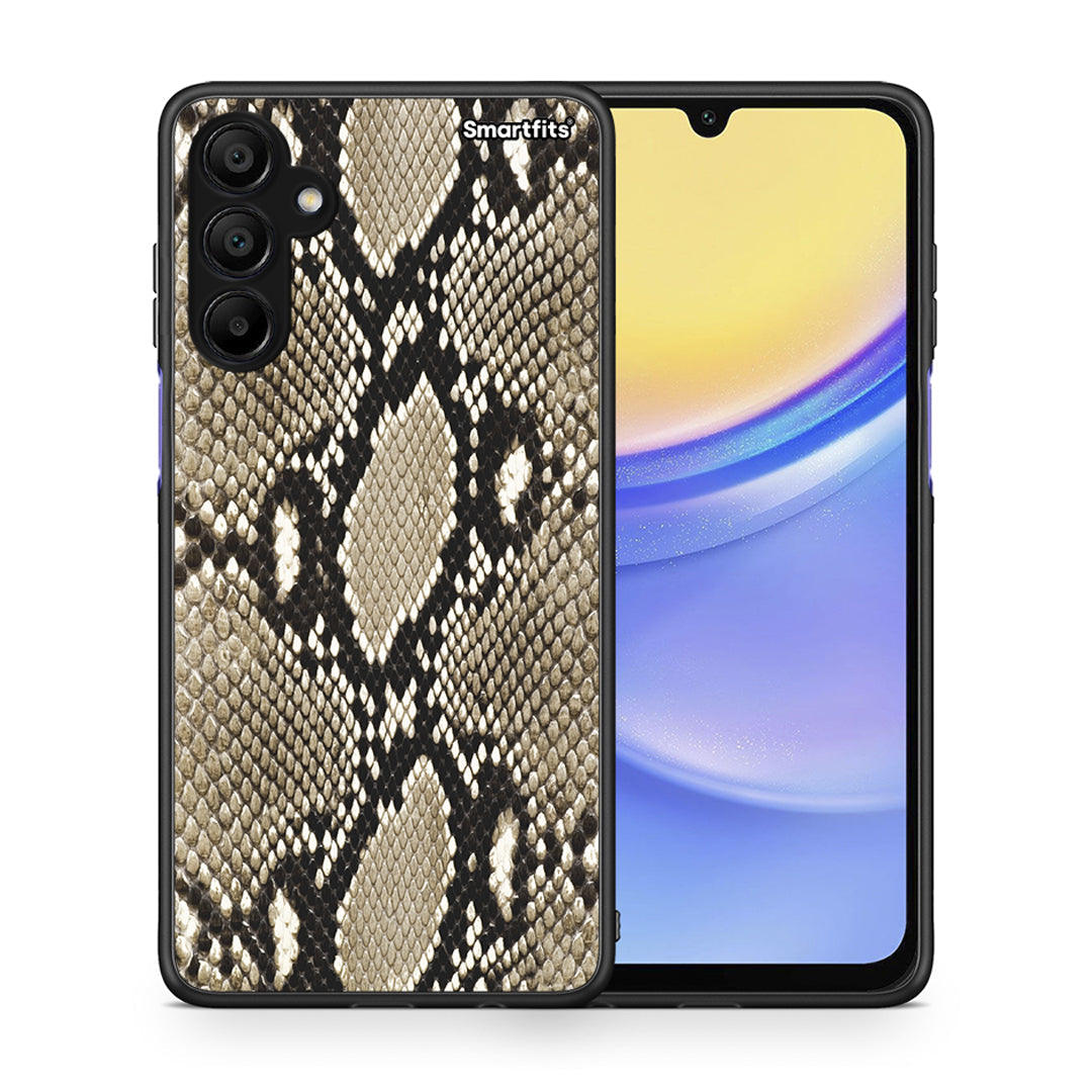 Θήκη Samsung Galaxy A15 5G Fashion Snake Animal από τη Smartfits με σχέδιο στο πίσω μέρος και μαύρο περίβλημα | Samsung Galaxy A15 5G Fashion Snake Animal case with colorful back and black bezels