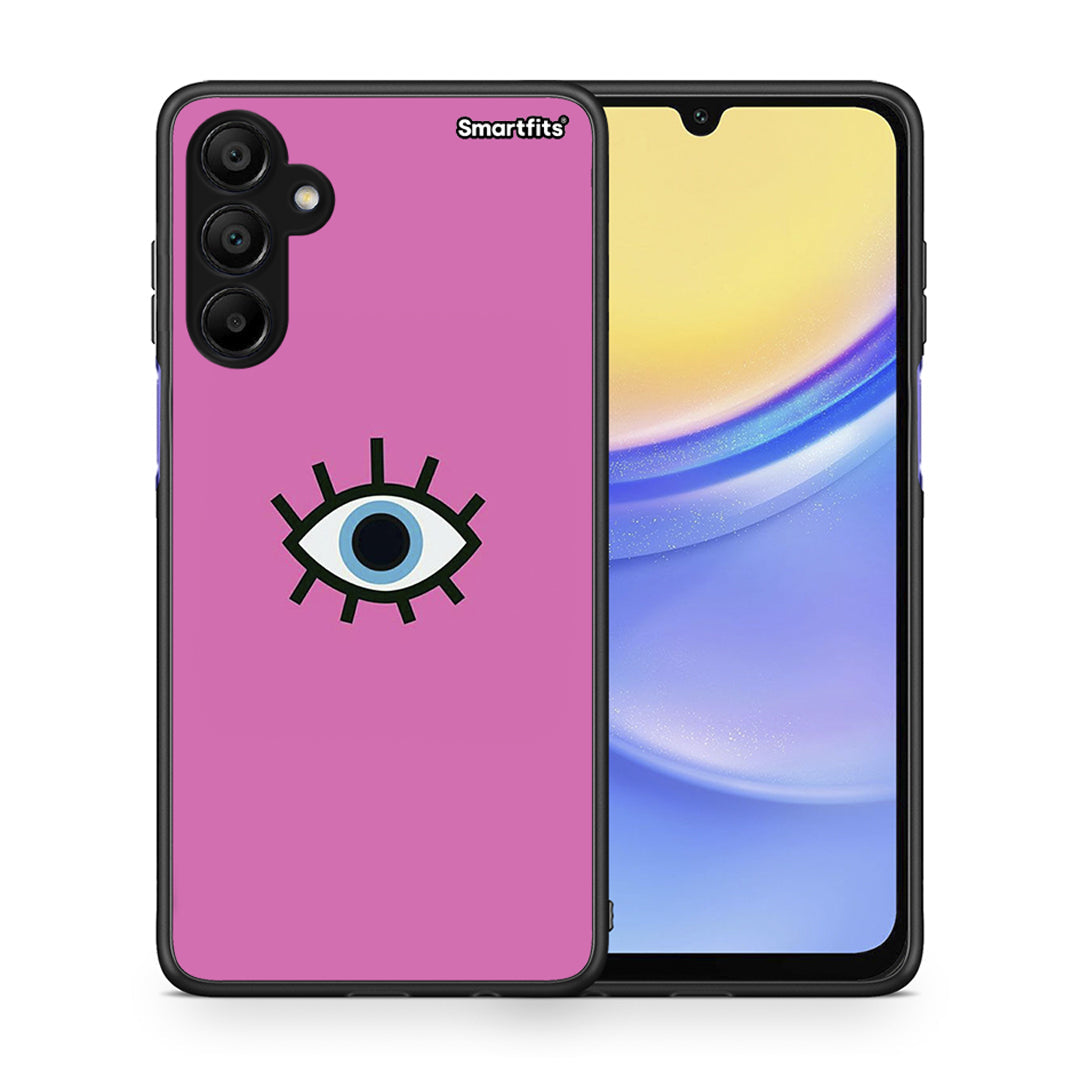 Θήκη Samsung Galaxy A15 5G Blue Eye Pink από τη Smartfits με σχέδιο στο πίσω μέρος και μαύρο περίβλημα | Samsung Galaxy A15 5G Blue Eye Pink case with colorful back and black bezels