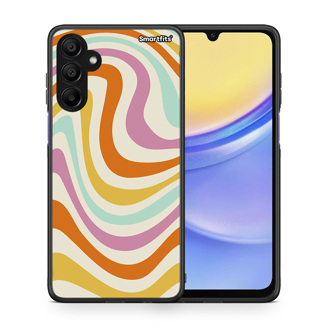 Θήκη Samsung Galaxy A15 5G Colourful Waves από τη Smartfits με σχέδιο στο πίσω μέρος και μαύρο περίβλημα | Samsung Galaxy A15 5G Colourful Waves case with colorful back and black bezels