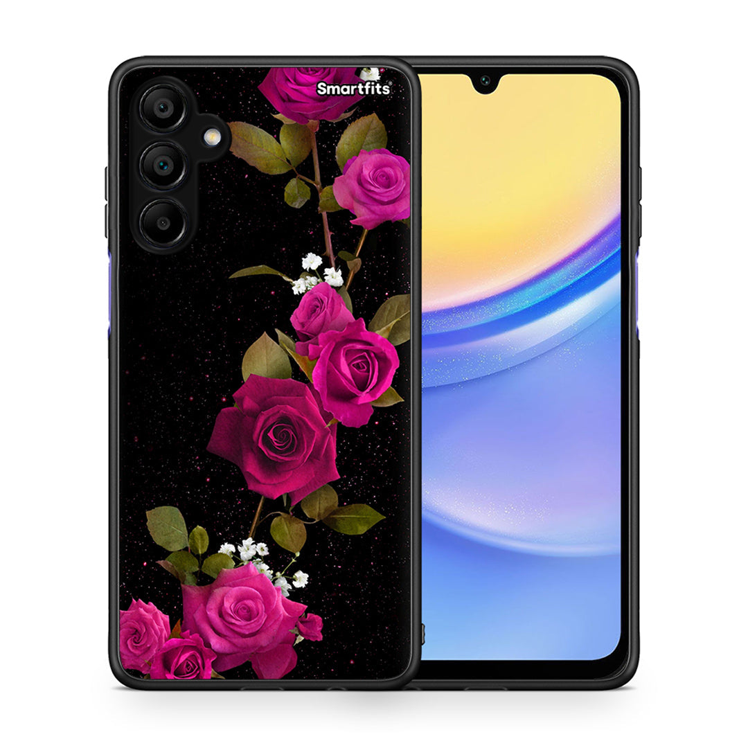 Θήκη Samsung Galaxy A15 5G Red Roses Flower από τη Smartfits με σχέδιο στο πίσω μέρος και μαύρο περίβλημα | Samsung Galaxy A15 5G Red Roses Flower case with colorful back and black bezels