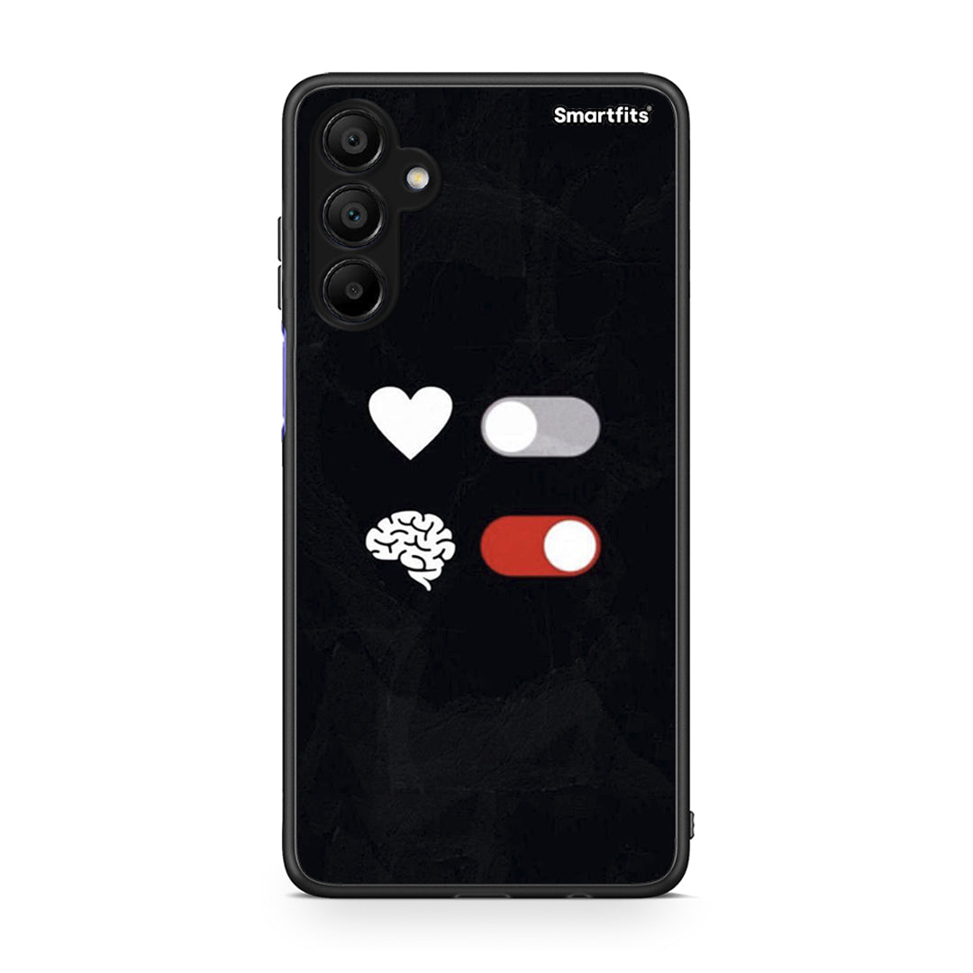 Samsung Galaxy A15 5G Heart Vs Brain Θήκη Αγίου Βαλεντίνου από τη Smartfits με σχέδιο στο πίσω μέρος και μαύρο περίβλημα | Smartphone case with colorful back and black bezels by Smartfits