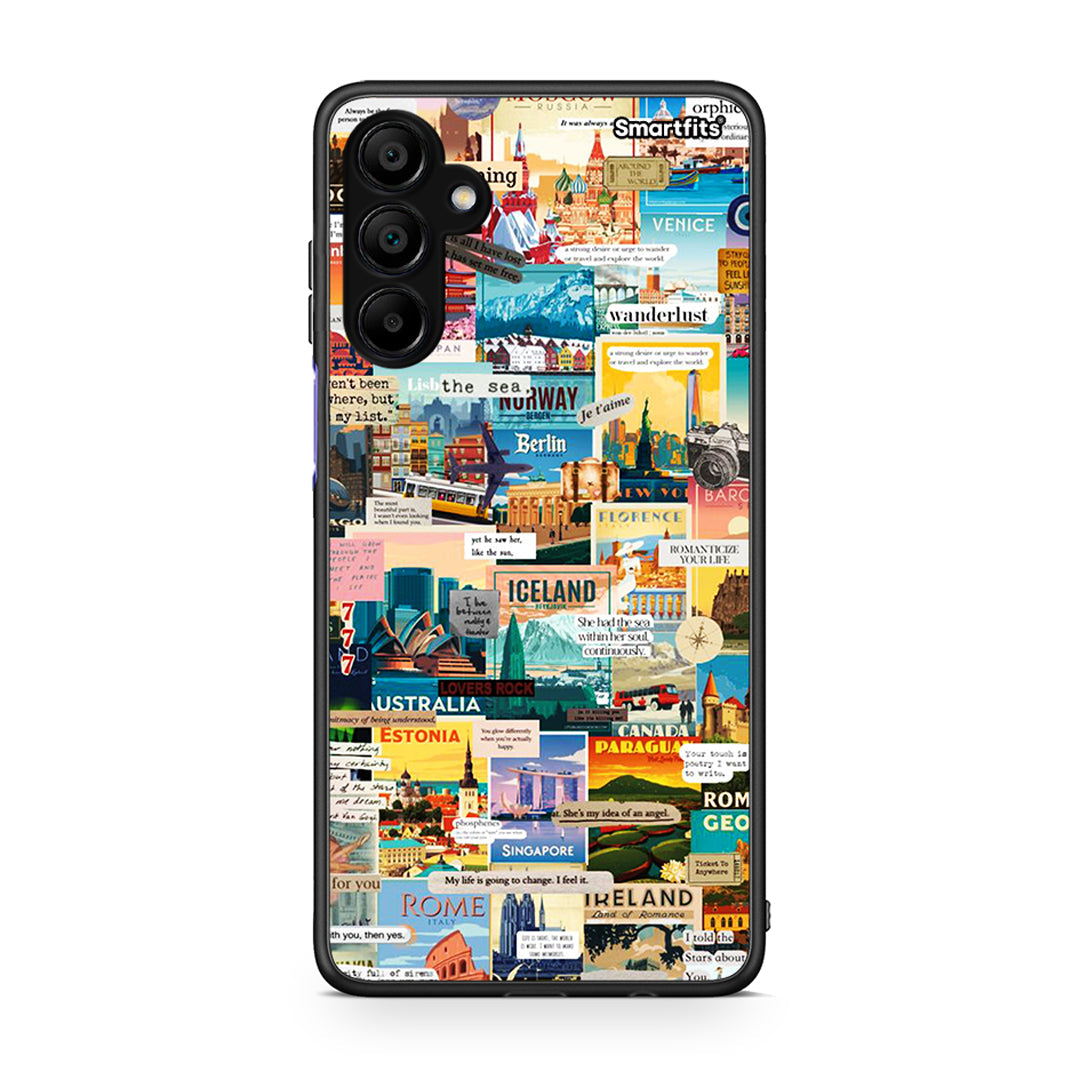 Samsung Galaxy A15 5G Live To Travel θήκη από τη Smartfits με σχέδιο στο πίσω μέρος και μαύρο περίβλημα | Smartphone case with colorful back and black bezels by Smartfits