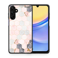 Thumbnail for Θήκη Samsung Galaxy A15 5G Hexagon Pink Marble από τη Smartfits με σχέδιο στο πίσω μέρος και μαύρο περίβλημα | Samsung Galaxy A15 5G Hexagon Pink Marble case with colorful back and black bezels