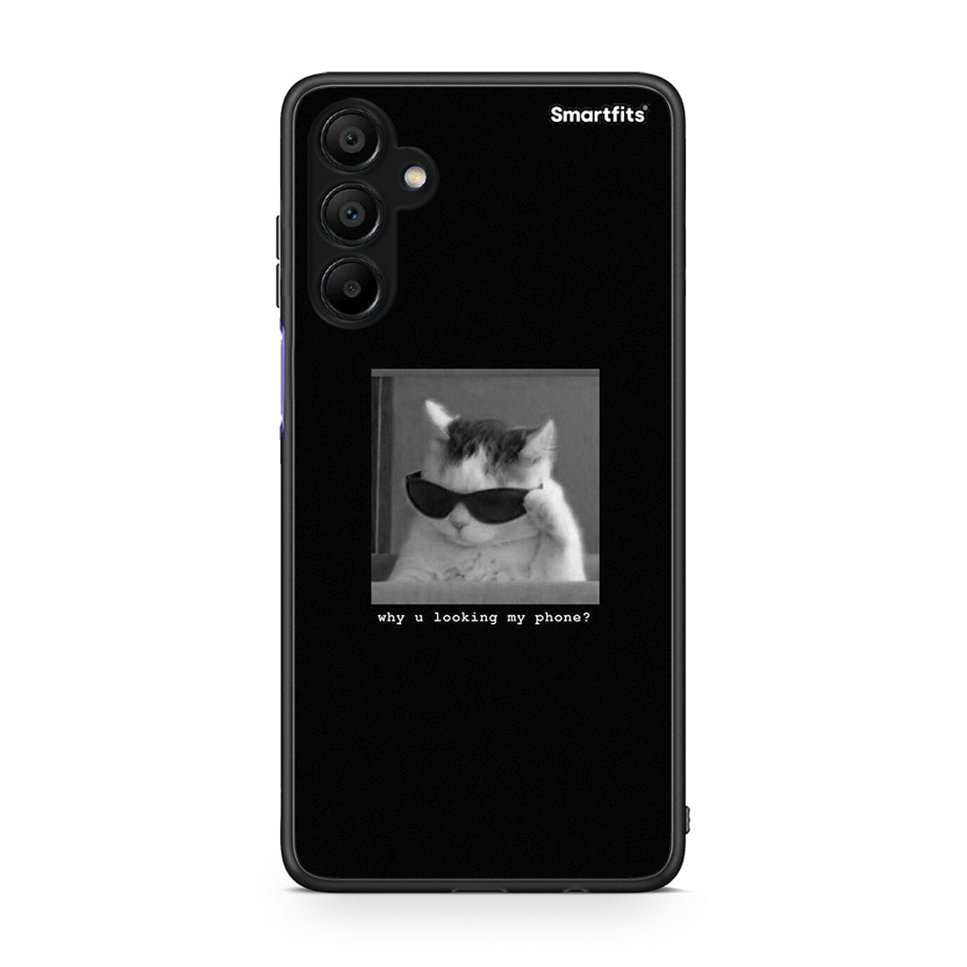 Samsung Galaxy A15 5G Meme Cat θήκη από τη Smartfits με σχέδιο στο πίσω μέρος και μαύρο περίβλημα | Smartphone case with colorful back and black bezels by Smartfits