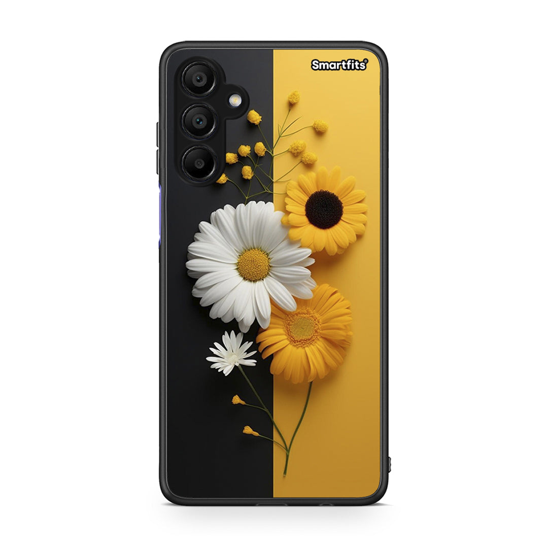Samsung Galaxy A15 5G Yellow Daisies θήκη από τη Smartfits με σχέδιο στο πίσω μέρος και μαύρο περίβλημα | Smartphone case with colorful back and black bezels by Smartfits