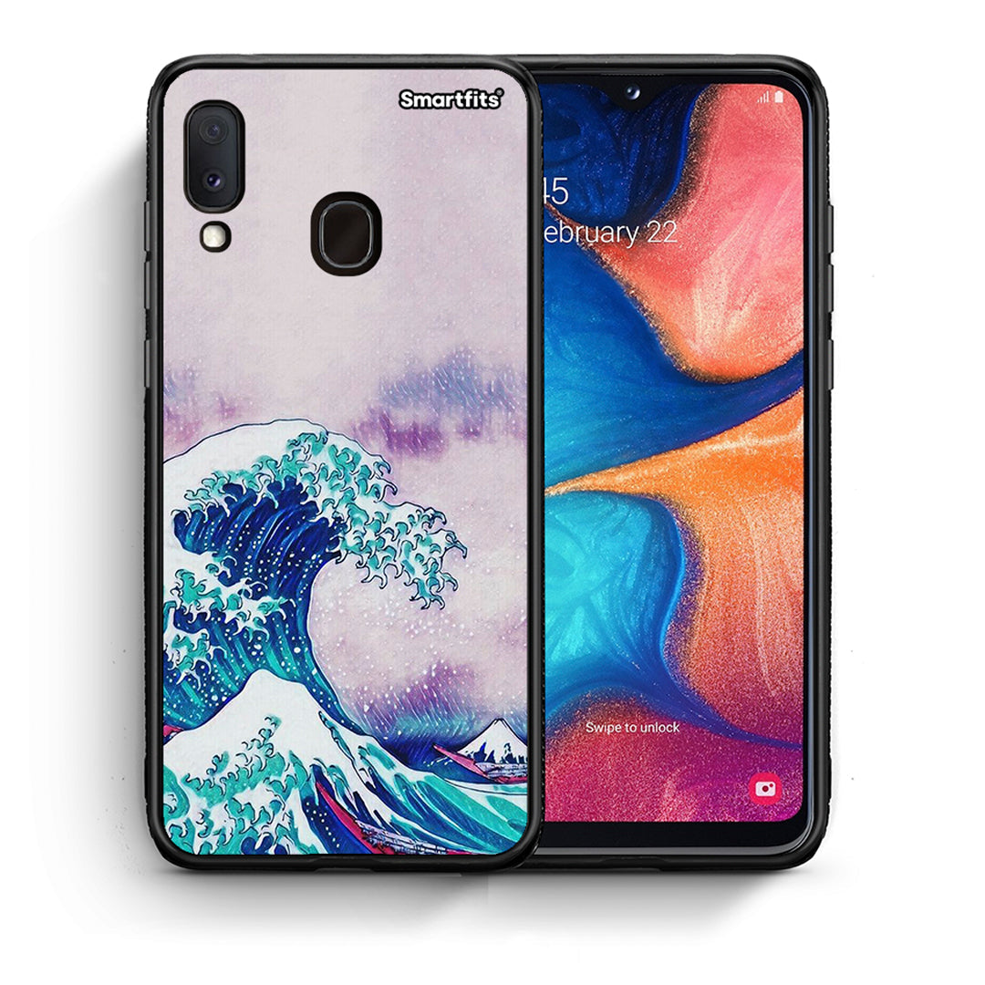 Θήκη Samsung Galaxy M20 Blue Waves από τη Smartfits με σχέδιο στο πίσω μέρος και μαύρο περίβλημα | Samsung Galaxy M20 Blue Waves case with colorful back and black bezels