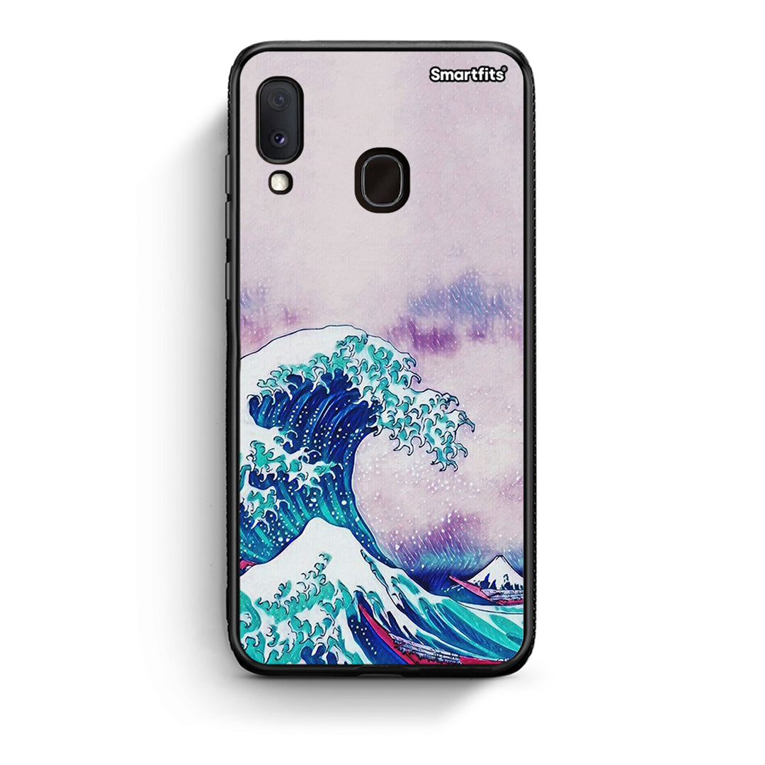 Samsung A20e Blue Waves θήκη από τη Smartfits με σχέδιο στο πίσω μέρος και μαύρο περίβλημα | Smartphone case with colorful back and black bezels by Smartfits