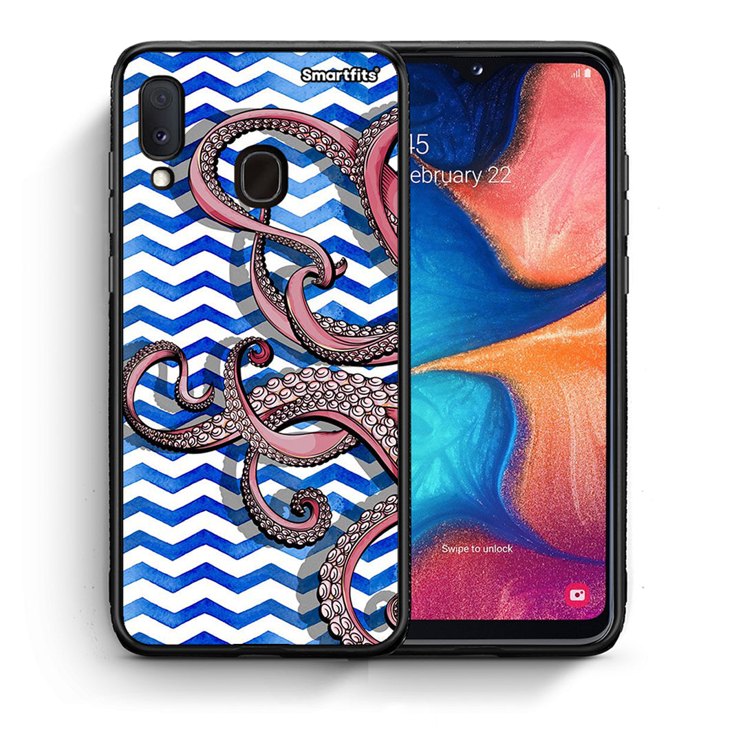 Θήκη Samsung Galaxy A30 Chevron Devilfish από τη Smartfits με σχέδιο στο πίσω μέρος και μαύρο περίβλημα | Samsung Galaxy A30 Chevron Devilfish case with colorful back and black bezels