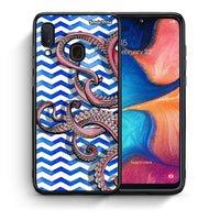 Thumbnail for Θήκη Samsung Galaxy A30 Chevron Devilfish από τη Smartfits με σχέδιο στο πίσω μέρος και μαύρο περίβλημα | Samsung Galaxy A30 Chevron Devilfish case with colorful back and black bezels